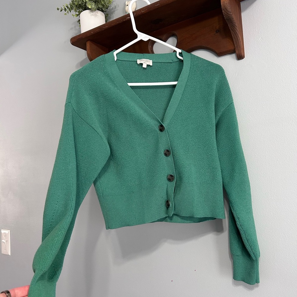 Green Button-Up Women's Cardigan
